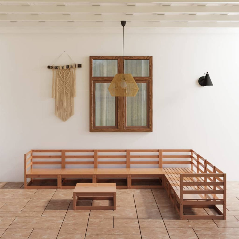 9-delige Loungeset massief grenenhout honingbruin MeubelReus