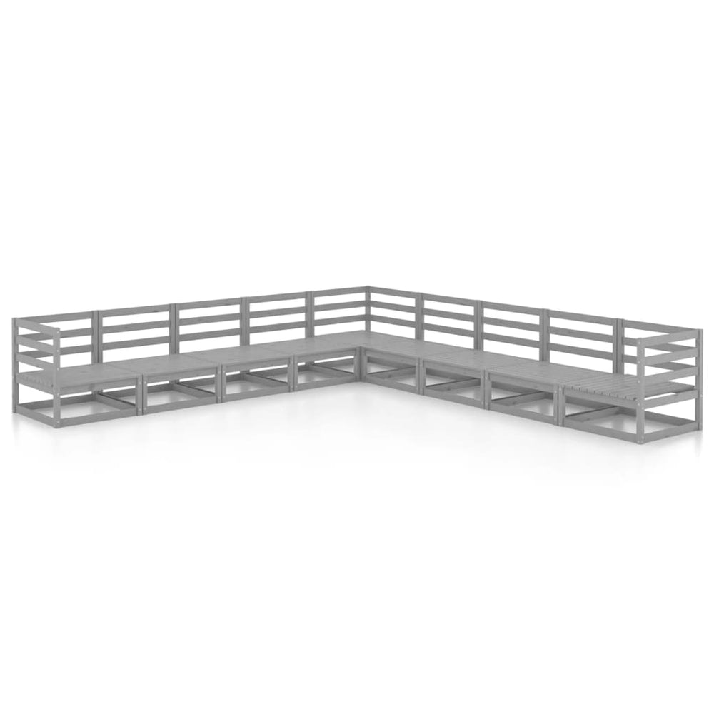 9-delige Loungeset massief grenenhout grijs MeubelReus