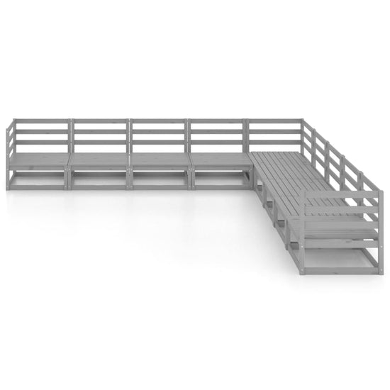 9-delige Loungeset massief grenenhout grijs MeubelReus