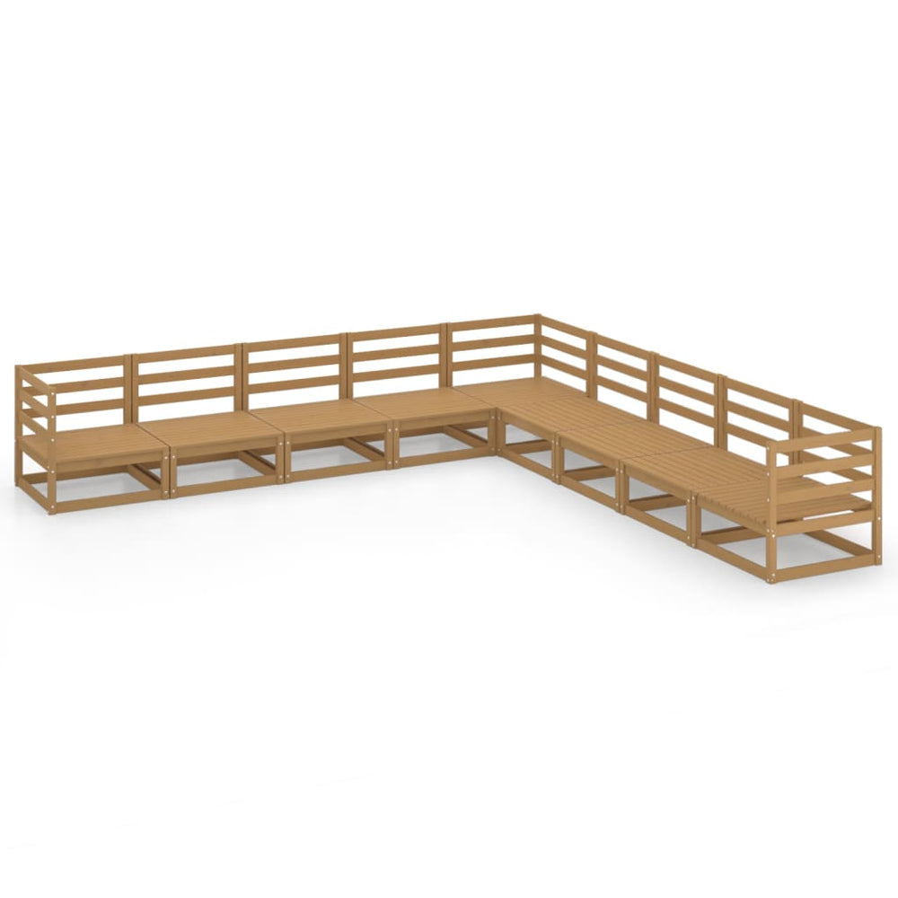 9-delige Loungeset massief grenenhout honingbruin MeubelReus