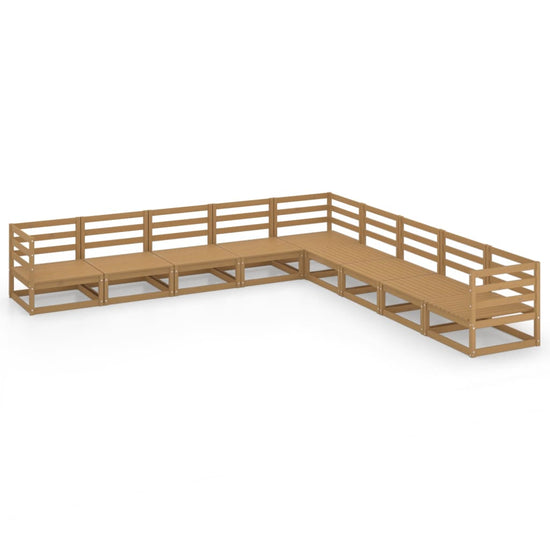 9-delige Loungeset massief grenenhout honingbruin MeubelReus