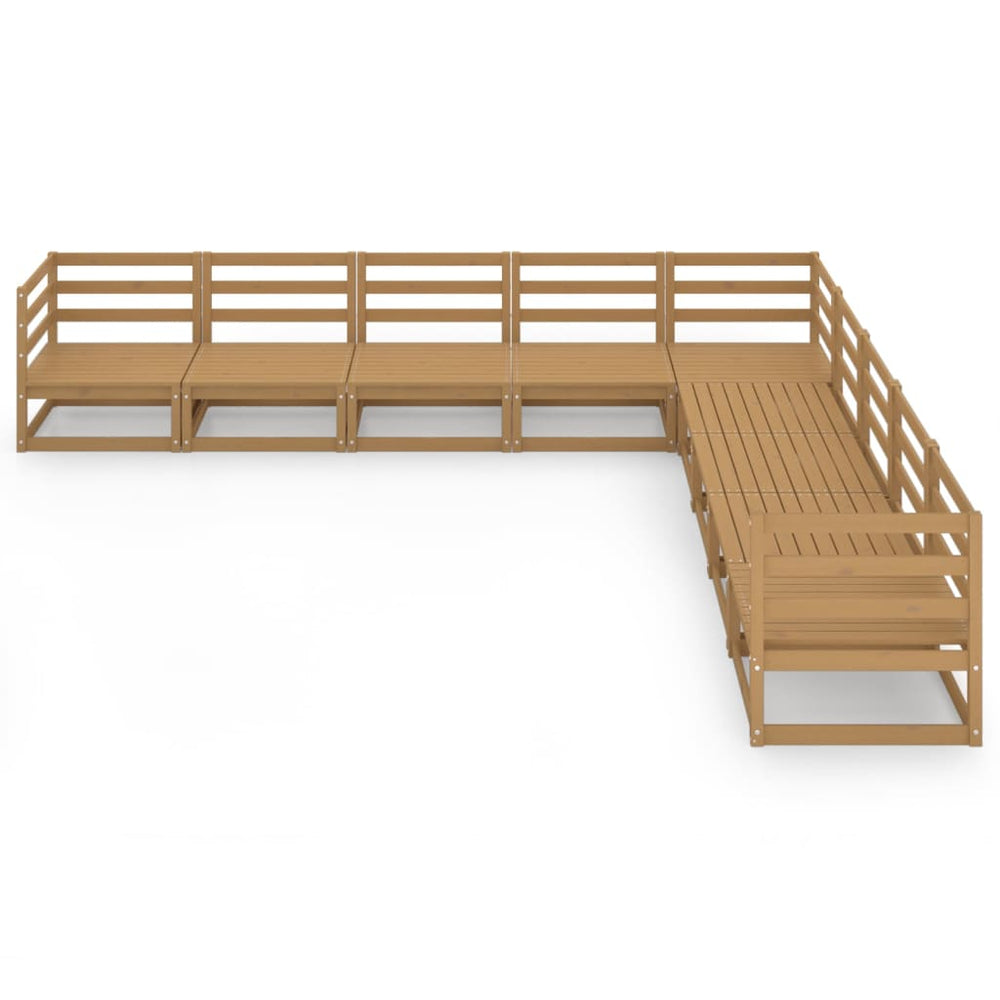 9-delige Loungeset massief grenenhout honingbruin MeubelReus