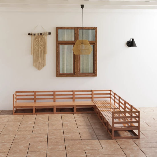 9-delige Loungeset massief grenenhout honingbruin MeubelReus