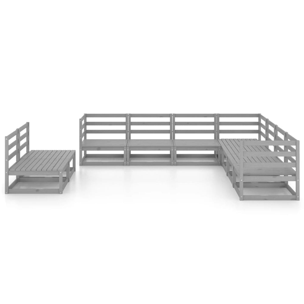 9-delige Loungeset massief grenenhout grijs MeubelReus