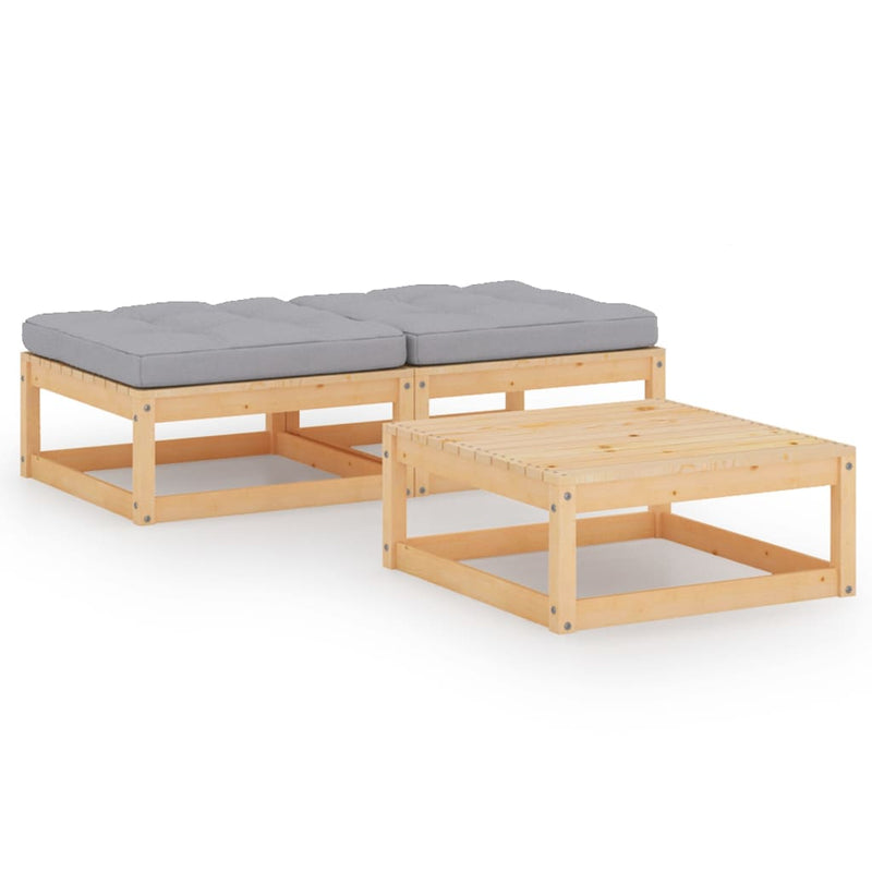 3-delige Loungeset met kussens massief grenenhout MeubelReus