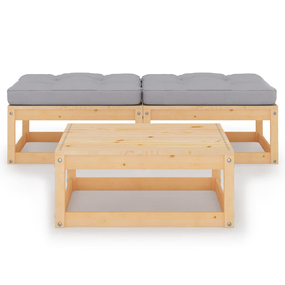 3-delige Loungeset met kussens massief grenenhout MeubelReus