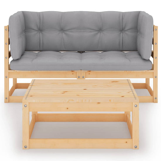 3-delige Loungeset met kussens massief grenenhout MeubelReus