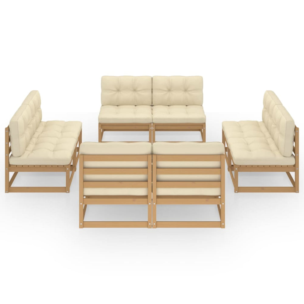 8-delige Loungeset met kussens massief grenenhout 