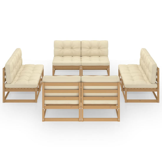 8-delige Loungeset met kussens massief grenenhout 