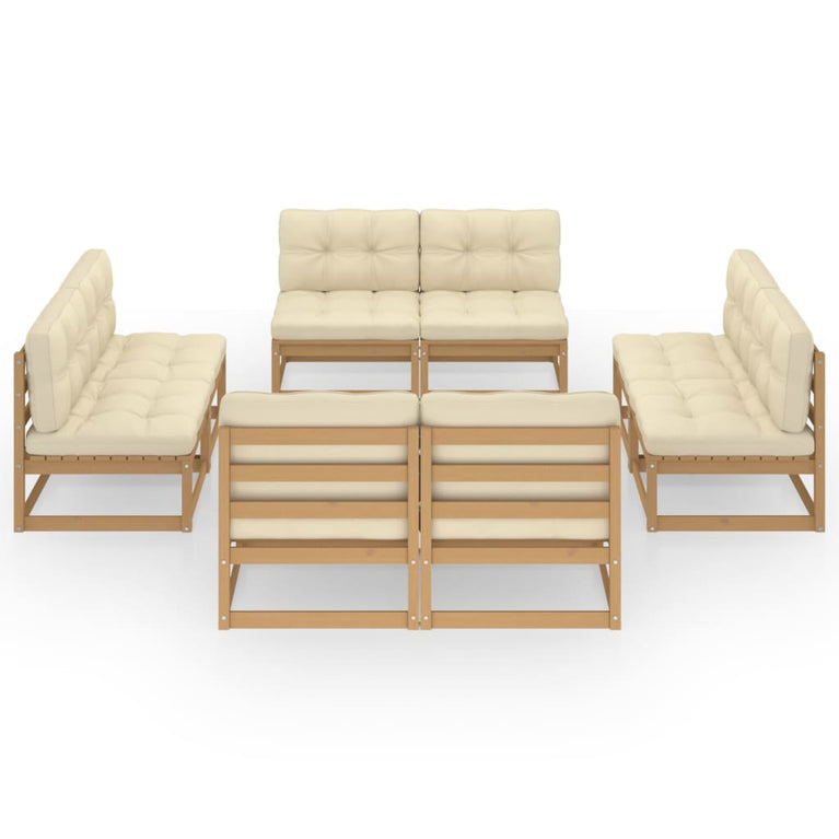 8-delige Loungeset met kussens massief grenenhout 