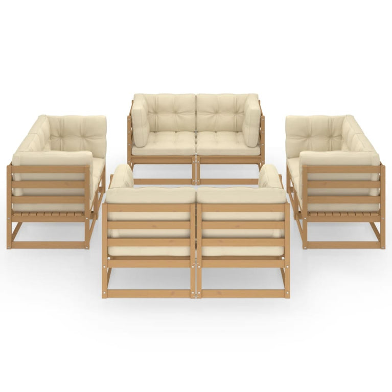 8-delige Loungeset met kussens massief grenenhout 