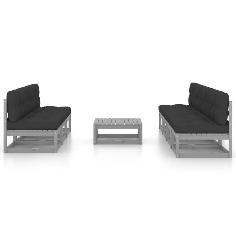 8-delige Loungeset met kussens massief grenenhout 