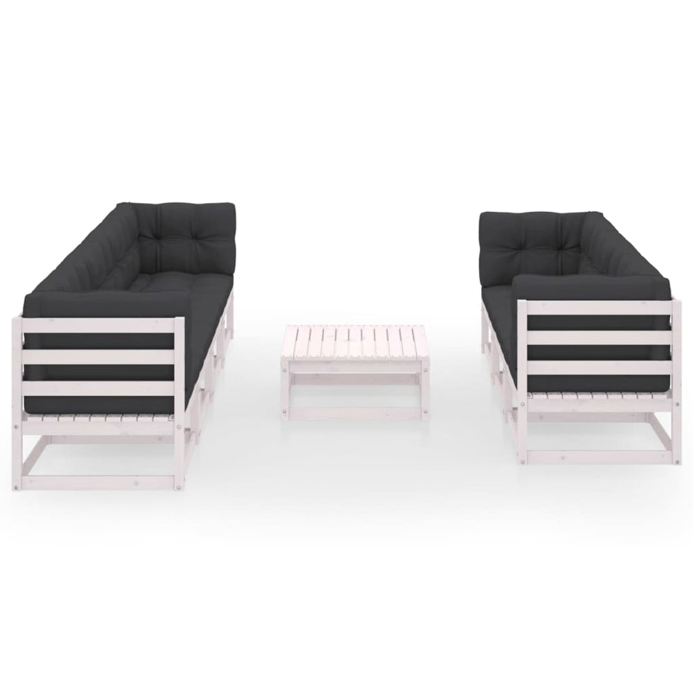 8-delige Loungeset met kussens massief grenenhout 