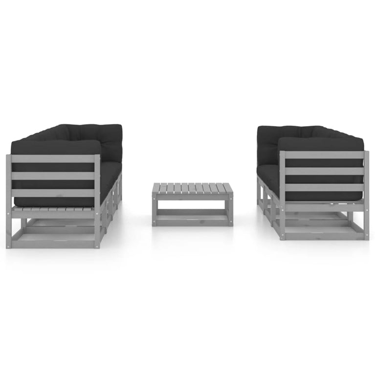 8-delige Loungeset met kussens massief grenenhout 