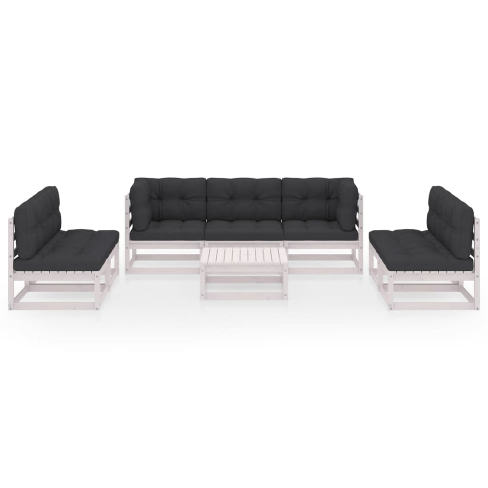 8-delige Loungeset met kussens massief grenenhout 