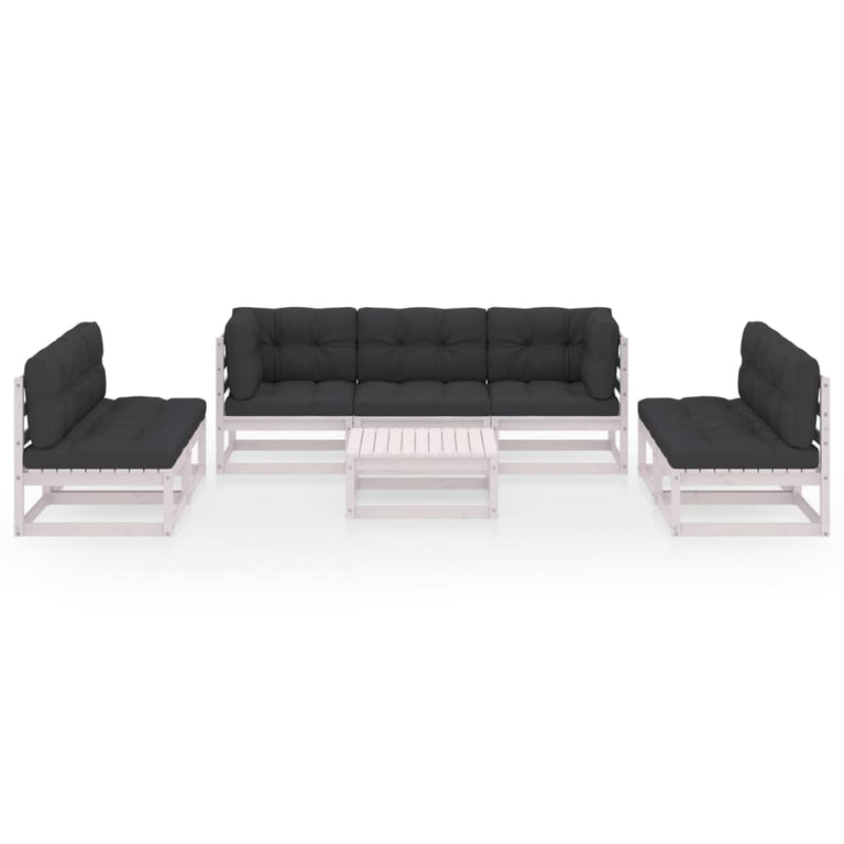 8-delige Loungeset met kussens massief grenenhout 