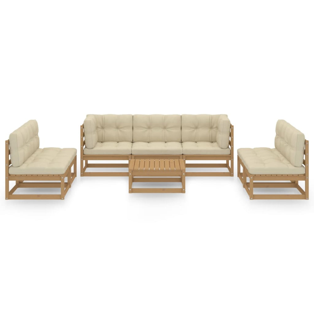 8-delige Loungeset met kussens massief grenenhout 