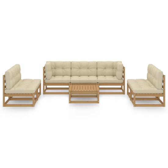 8-delige Loungeset met kussens massief grenenhout 