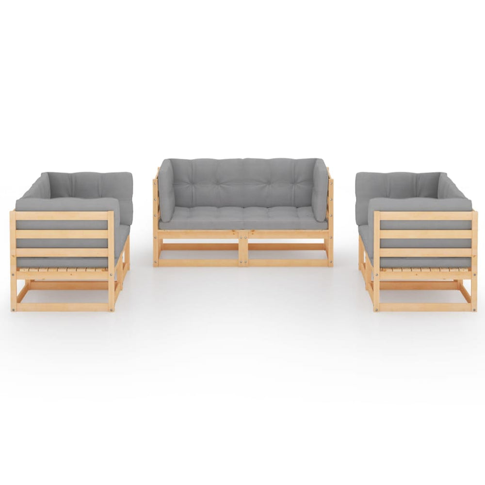 6-delige Loungeset met kussens massief grenenhout MeubelReus