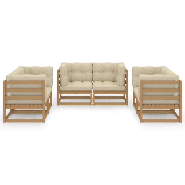 6-delige Loungeset met kussens massief grenenhout MeubelReus