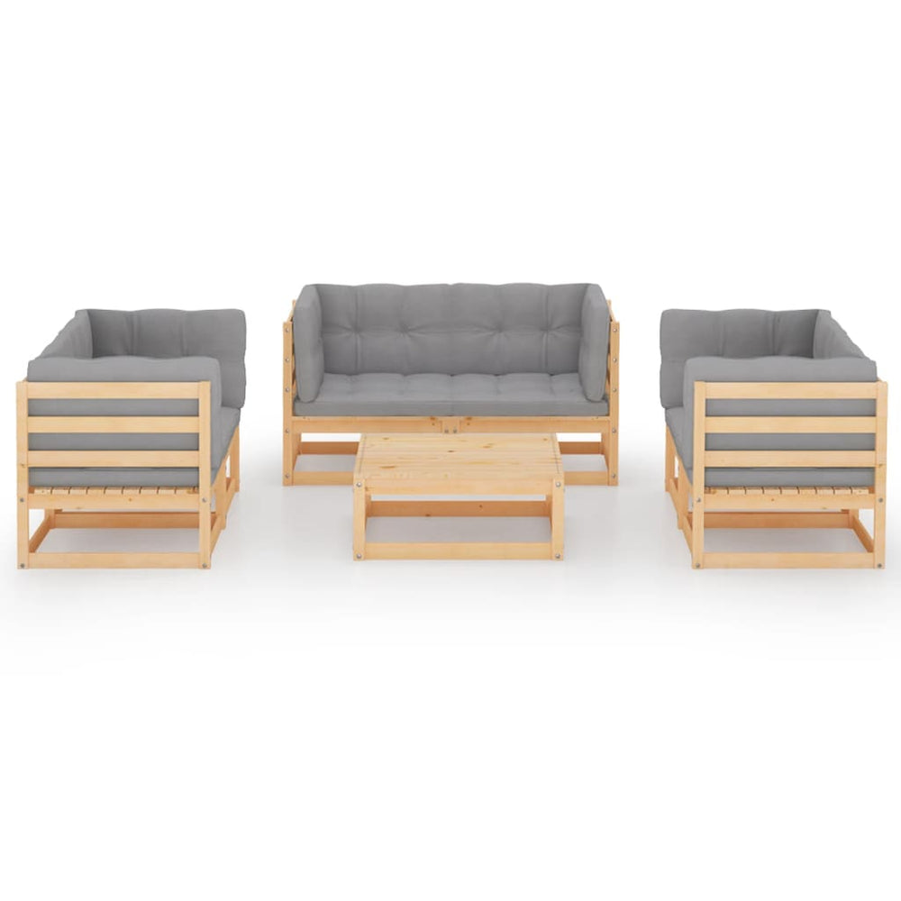 7-delige Loungeset met kussens massief grenenhout MeubelReus