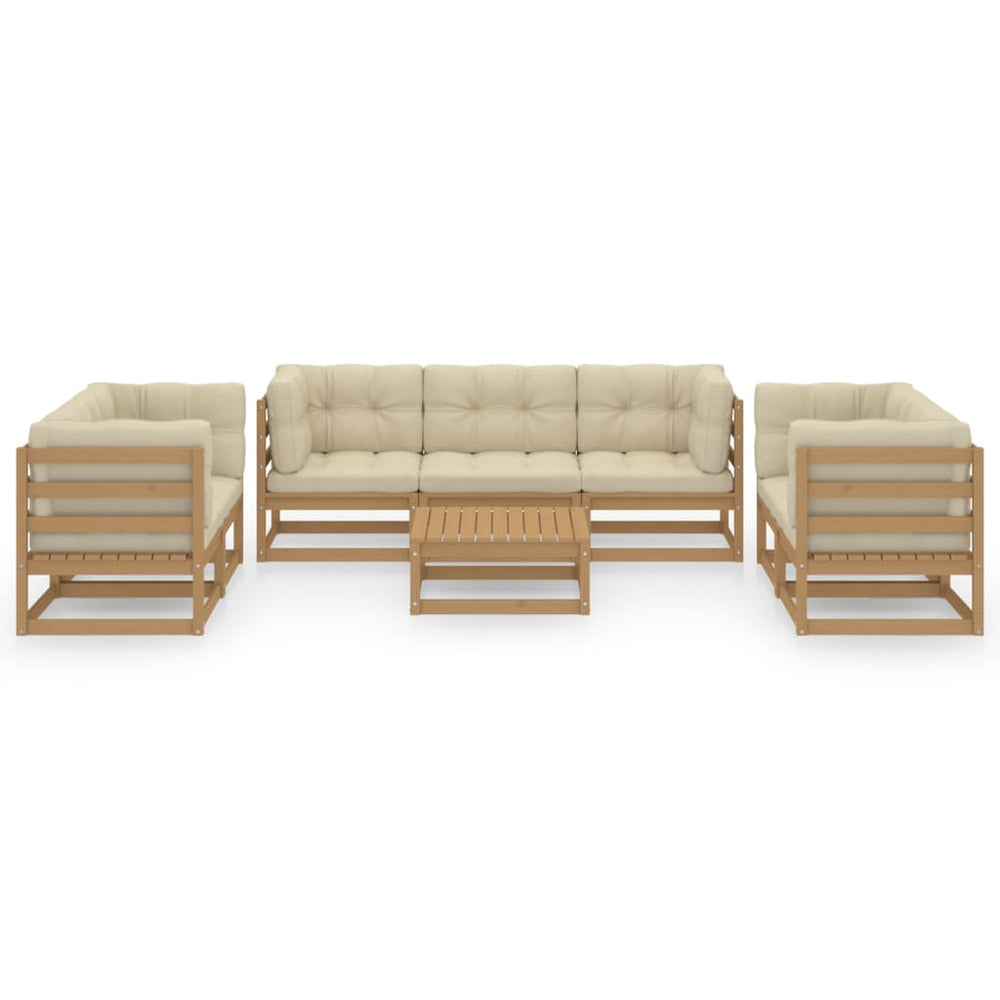 8-delige Loungeset met kussens massief grenenhout 