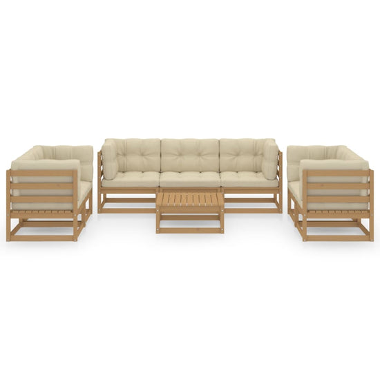 8-delige Loungeset met kussens massief grenenhout 