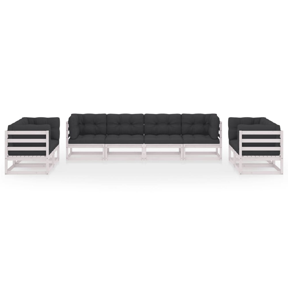 8-delige Loungeset met kussens massief grenenhout 