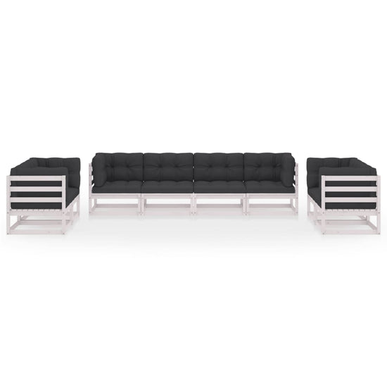 8-delige Loungeset met kussens massief grenenhout 