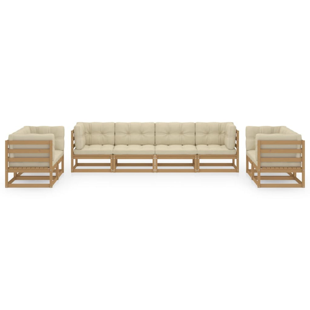 8-delige Loungeset met kussens massief grenenhout 