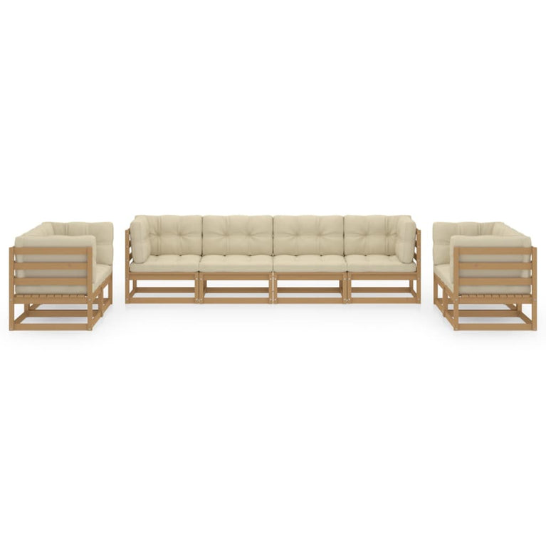 8-delige Loungeset met kussens massief grenenhout 