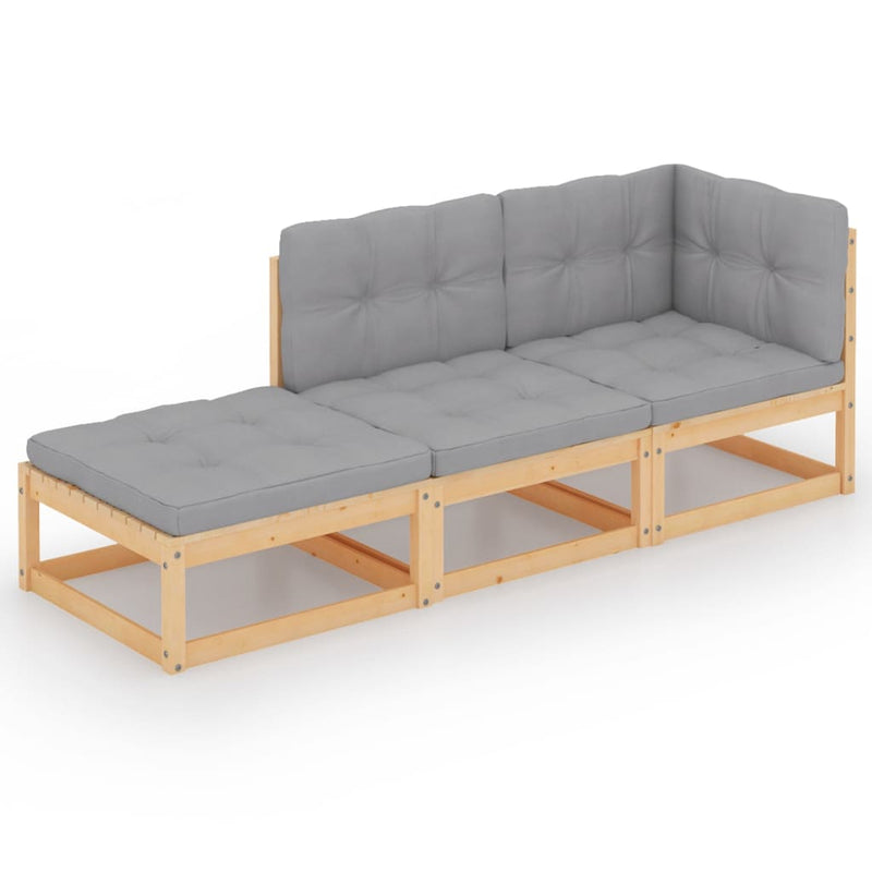 3-delige Loungeset met kussens massief grenenhout MeubelReus