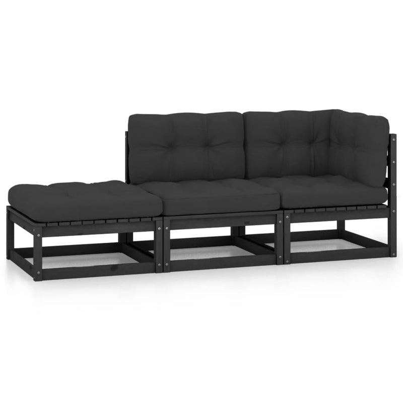 3-delige Loungeset met kussens massief grenenhout MeubelReus