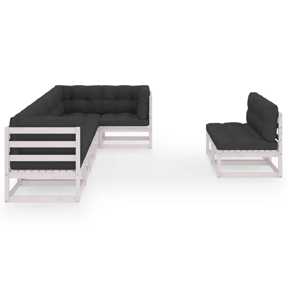 8-delige Loungeset met kussens massief grenenhout 