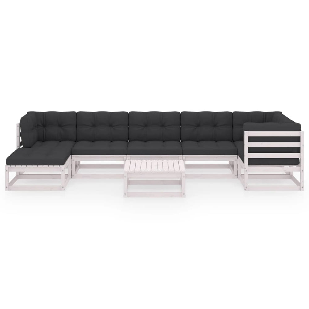 8-delige Loungeset met kussens massief grenenhout 