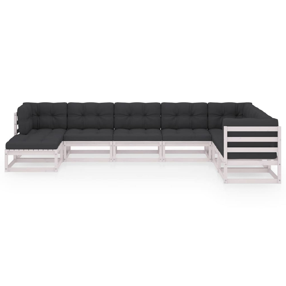 8-delige Loungeset met kussens massief grenenhout 