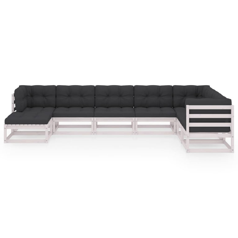 8-delige Loungeset met kussens massief grenenhout 