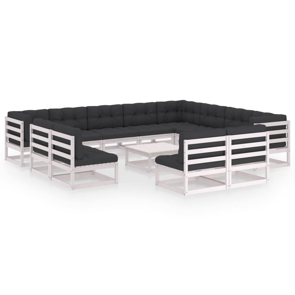 13-delige Loungeset met kussens massief grenenhout wit MeubelReus