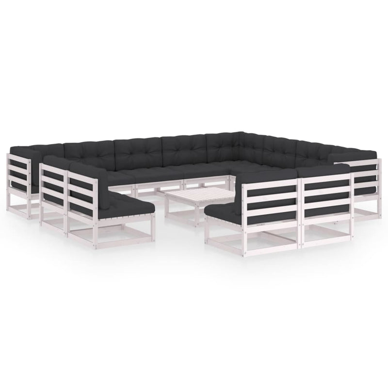 13-delige Loungeset met kussens massief grenenhout wit MeubelReus