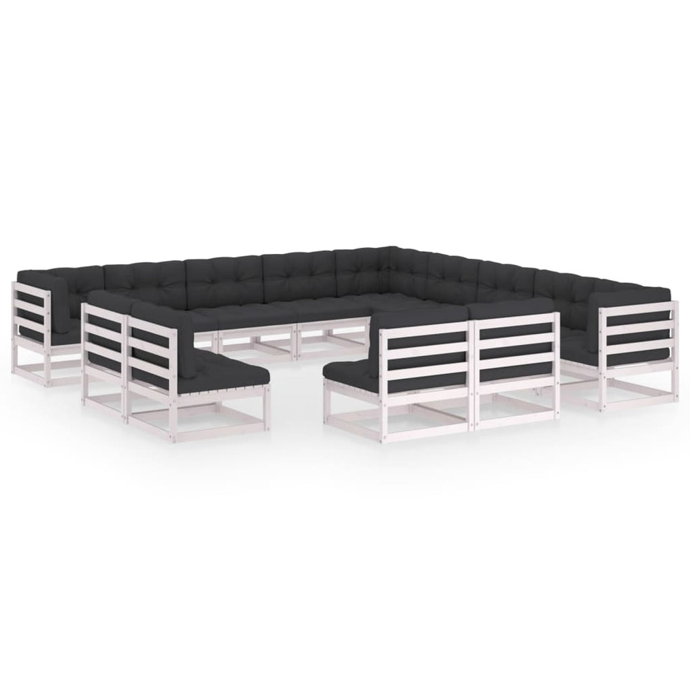 13-delige Loungeset met kussens massief grenenhout wit MeubelReus