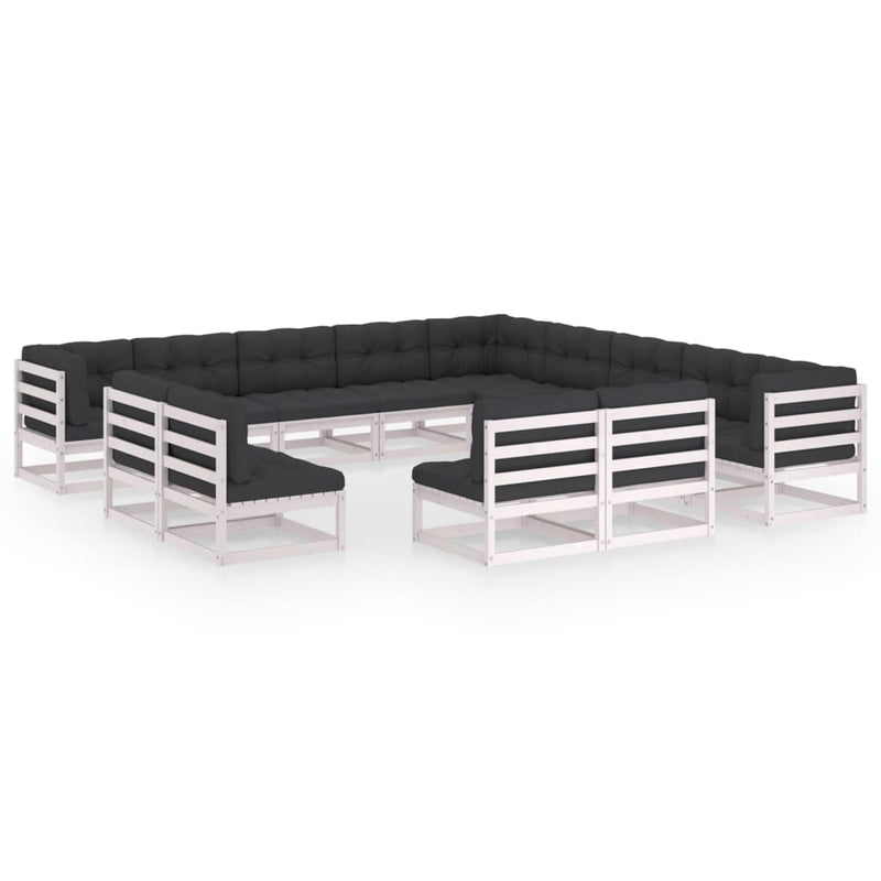 13-delige Loungeset met kussens massief grenenhout wit MeubelReus