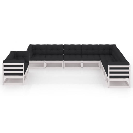 10-delige Loungeset met kussens massief grenenhout wit MeubelReus