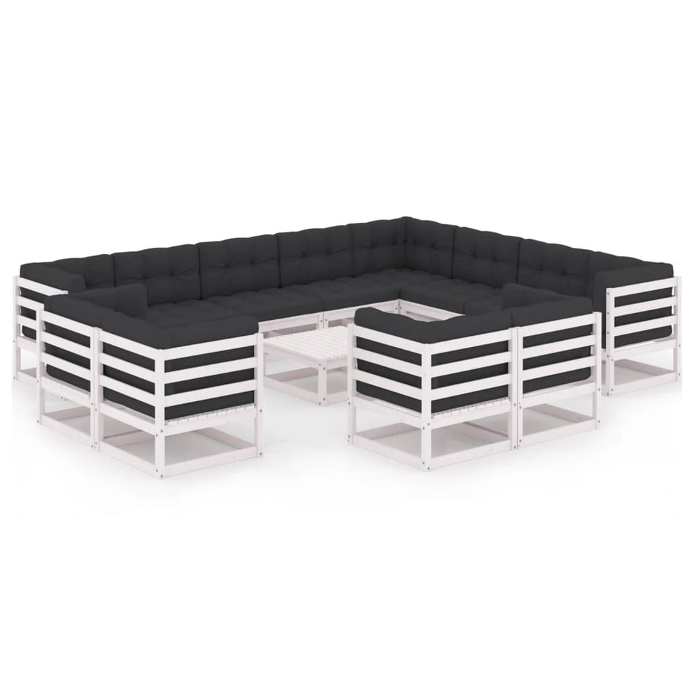 13-delige Loungeset met kussens massief grenenhout wit MeubelReus