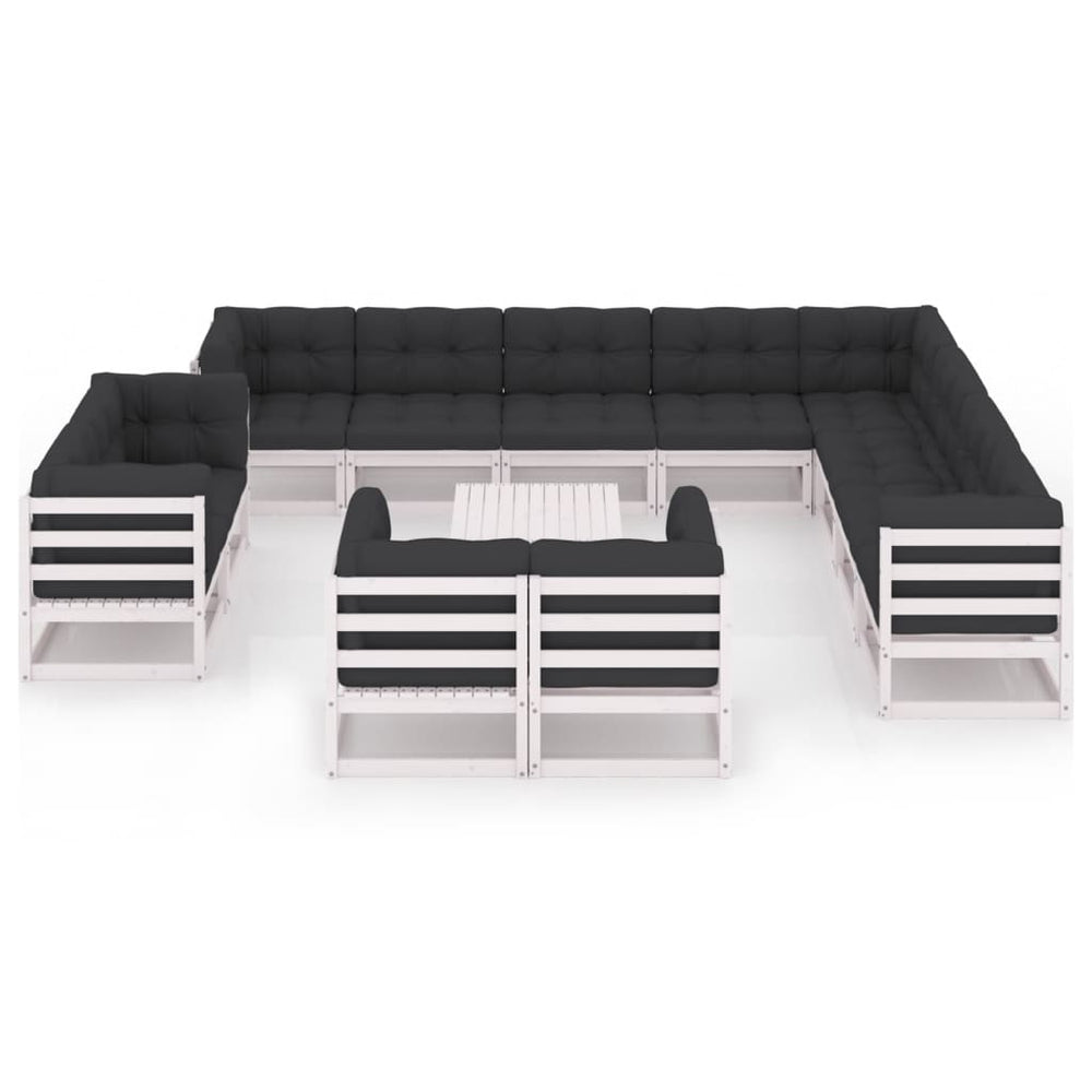 13-delige Loungeset met kussens massief grenenhout wit MeubelReus