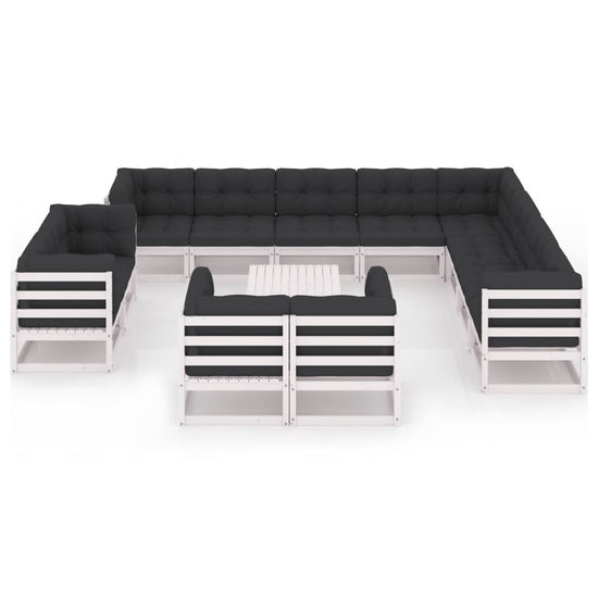 13-delige Loungeset met kussens massief grenenhout wit MeubelReus