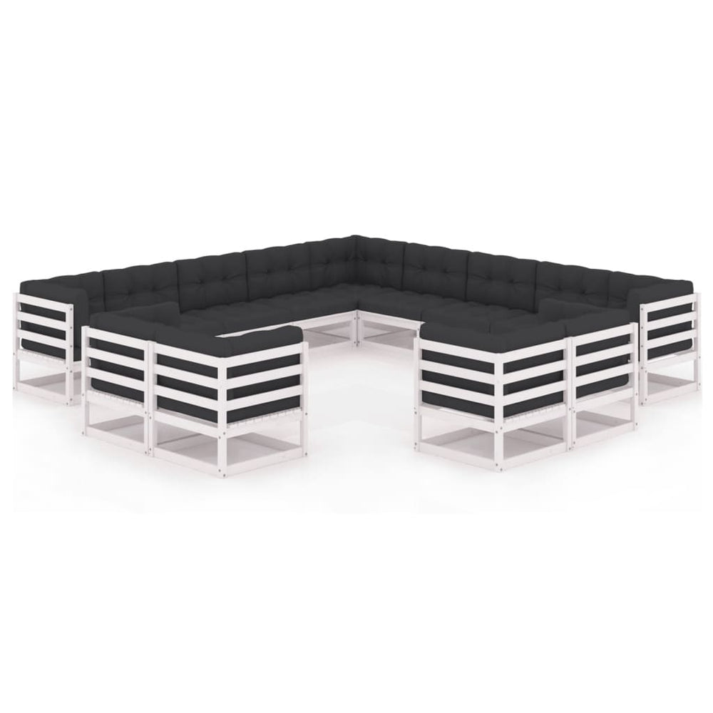 13-delige Loungeset met kussens massief grenenhout wit MeubelReus