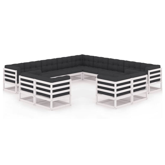 13-delige Loungeset met kussens massief grenenhout wit MeubelReus