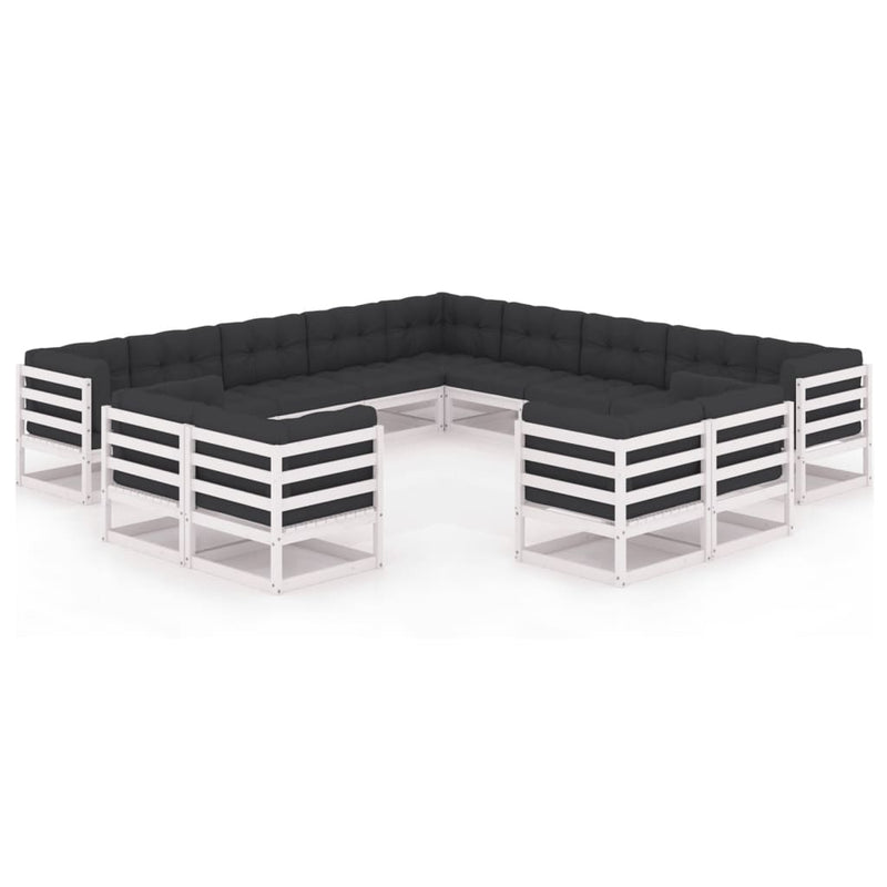 13-delige Loungeset met kussens massief grenenhout wit MeubelReus