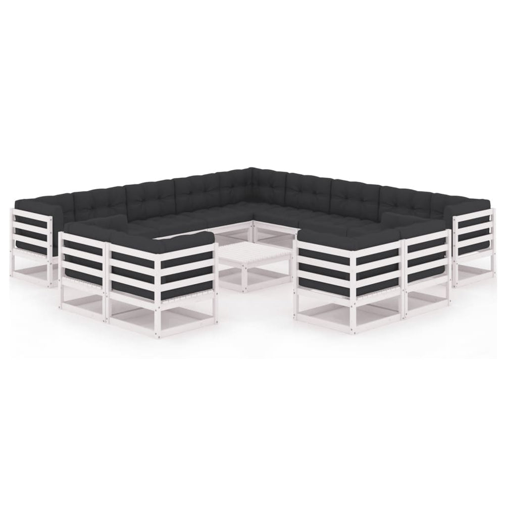 14-delige Loungeset met kussens massief grenenhout wit MeubelReus