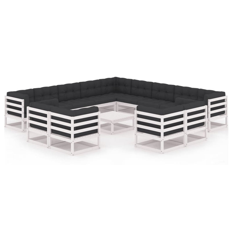 14-delige Loungeset met kussens massief grenenhout wit MeubelReus